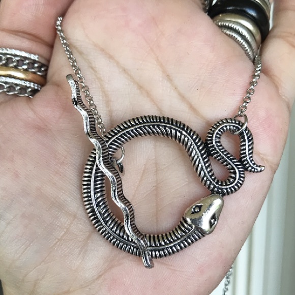 Silver snake toggle clasp choker necklace - Picture 5 of 12